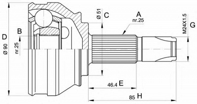 OPEN PARTS cvj525210 -  Шарнирный комплект, приводной вал